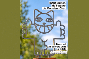 Inauguration de l'œuvre de l'artiste Monsieur Chat